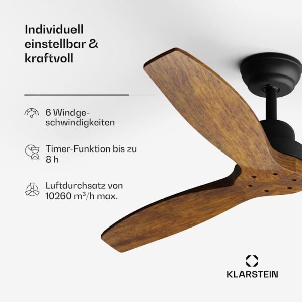 Santa Elena Deckenventilator 52" 9.060m³/h Echtholzflügel 6 Geschwindigkeitsstufen Fernbedienung