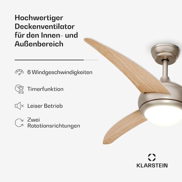 El Paso Deckenventilator mit Licht | 132 cm | 35 W | Leiser Betrieb | Holz El Paso Deckenventilator mit Licht | 132 cm | 35 W | Leiser Betrieb | Holz