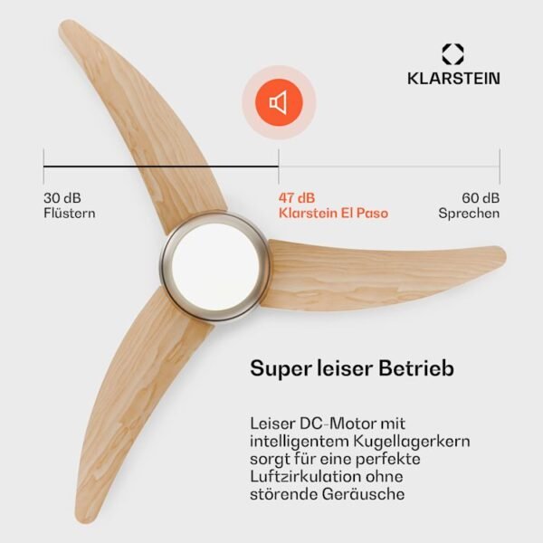 El Paso Deckenventilator mit Licht | 132 cm | 35 W | Leiser Betrieb | Holz El Paso Deckenventilator mit Licht | 132 cm | 35 W | Leiser Betrieb | Holz