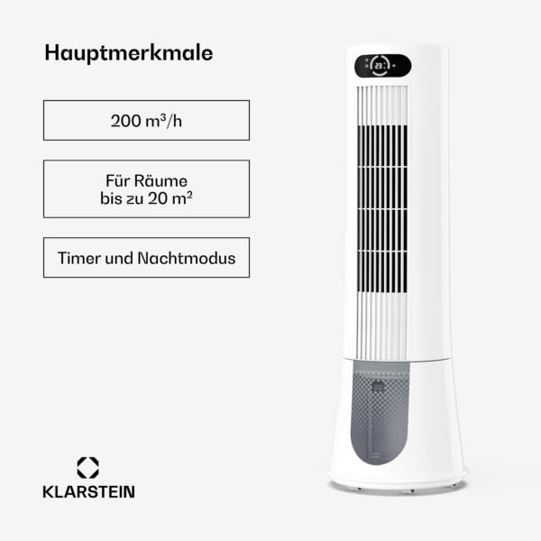 Frost Luftkühler mit Wasserkühlung | 200 m³/h | 7 l | 20 m² | 2 Kühlpacks | 4 Modi | 45 W