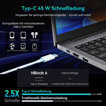 blackview 180° Drehung Hibook6 15,6" Intel N150 256/512GB Notebook