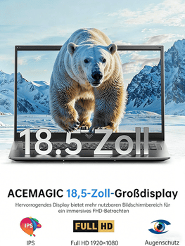 ACEMAGIC 18.5 Zoll FHD Notebook, AMD Ryzen 3, 16GB RAM, 512GB SSD Notebook