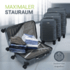 Juskys Trolleyset Rom, 4 Rollen, , 3 Koffer, 360° Rollen, robuste Hartschale, mit Zahlenschloss