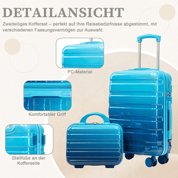 LVHOM Hartschalen-Trolley Handgepäck-Trolley & Koffer Set, 14"/20"/24"/28", leise Rädern für Tour, Geschäftstrip, Familienurlaub, längere Erkundungen, Flughafentransfers