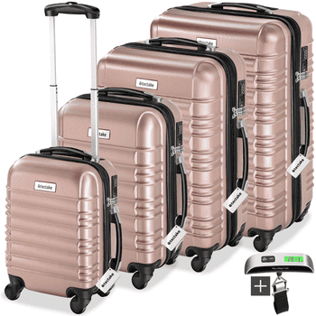 tectake Trolley Hartschalenkoffer-Set, 4 Rollen, 4-teilig aus robustem ABS-Kunststoff inkl. Kofferwaage und -anhänger tectake Trolley Hartschalenkoffer-Set, 4 Rollen, 4-teilig aus robustem ABS-Kunststoff inkl. Kofferwaage und -anhänger
