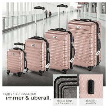 tectake Trolley Hartschalenkoffer-Set, 4 Rollen, 4-teilig aus robustem ABS-Kunststoff inkl. Kofferwaage und -anhänger tectake Trolley Hartschalenkoffer-Set, 4 Rollen, 4-teilig aus robustem ABS-Kunststoff inkl. Kofferwaage und -anhänger