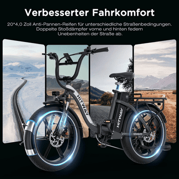 HITWAY E-Bike Faltrad 20*4,0 zoll Elektrofahrrad mit 48V18Ah Akku bis 70-140km, 7 Gang shimano shimano Schaltwerk, Kettenschaltung, Heckmotor, 864 Wh, Pedelec E Mountainbike mit StVZO APP NFC HITWAY E-Bike Faltrad 20*4,0 zoll Elektrofahrrad mit 48V18Ah Akku bis 70-140km, 7 Gang shimano shimano Schaltwerk, Kettenschaltung, Heckmotor, 864 Wh, Pedelec E Mountainbike mit StVZO APP NFC