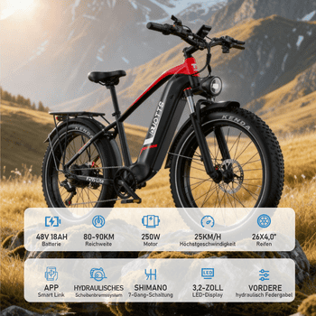 DUOTTS E-Bike Cityrad F26lite 48V 18Ah 864Wh 100km Reichweite 20x4,0Reifen7Gang Elektrisches, 7 Gang Shimano Schaltwerk, Kettenschaltung, Heckmotor, 864 Wh, Fat-Tire E-Mountainbike DUOTTS E-Bike Cityrad F26lite 48V 18Ah 864Wh 100km Reichweite 20x4,0Reifen7Gang Elektrisches, 7 Gang Shimano Schaltwerk, Kettenschaltung, Heckmotor, 864 Wh, Fat-Tire E-Mountainbike