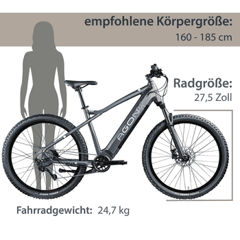 AGON E-Bike Mountainbike Alpha, 10 Gang Deore SGS T6000 Schaltwerk, Kettenschaltung, Heckmotor, 540 Wh, Pedelec, Elektrofahrrad für Damen u. Herren, MTB AGON E-Bike Mountainbike Alpha, 10 Gang Deore SGS T6000 Schaltwerk, Kettenschaltung, Heckmotor, 540 Wh, Pedelec, Elektrofahrrad für Damen u. Herren, MTB