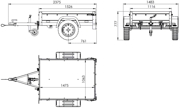 Neu Anhänger Garden Trailer 150 KIPP mit zusätzlichen Bordwänden, Stützrad und Flachplane-Neu