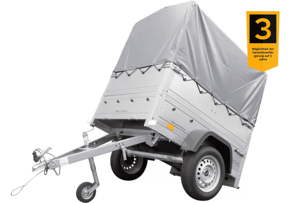 Neuanhänger Kipper ungebremst Garden Trailer 150 KIPP mit zusätzlichen Bordwänden, Stützrad, Hochplane und Hochspriegel-Neu