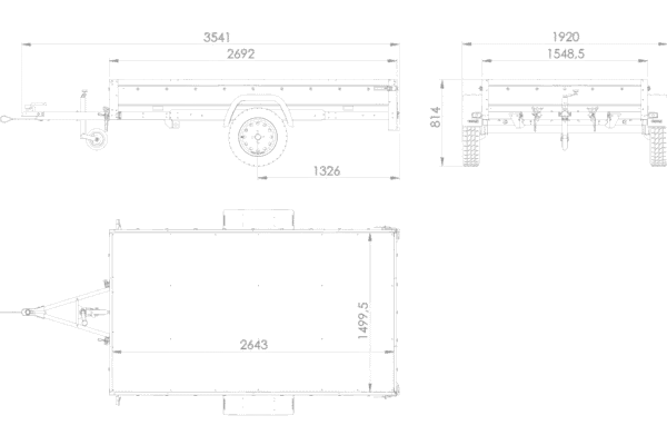 PKW Anhänger 264×150 Unitrailer Garden 265 KIPP mit Flachplanenträger und grauer Plane-Neu – [LTG_SITE_NAME]