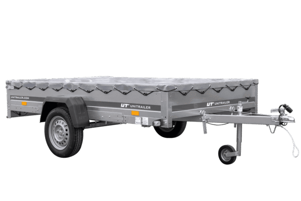 PKW Anhänger 264×150 Unitrailer Garden 265 KIPP mit Flachplanenträger und grauer Plane-Neu – [LTG_SITE_NAME]